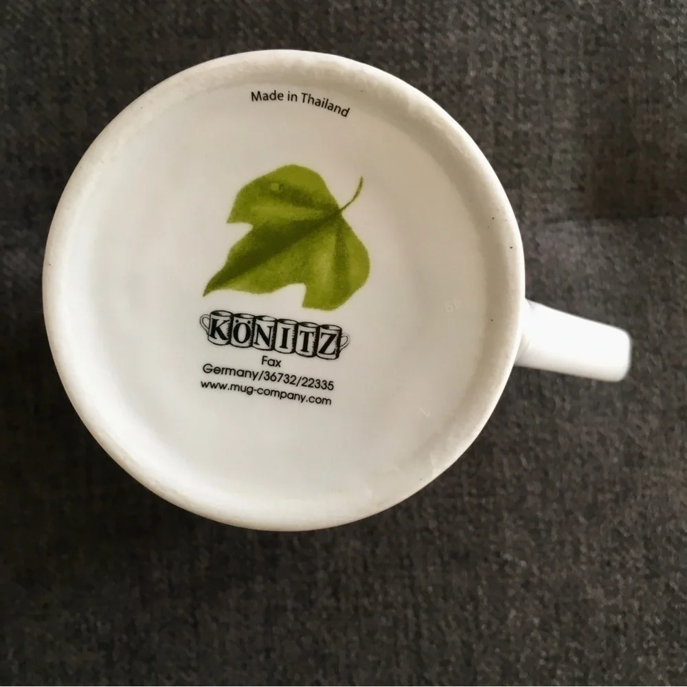 Artistic Tea Mug, White, Green, 10 oz